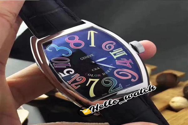 Hochwertige verrückte Stunden 8880 CH Color Dreams Ziffern Zifferblatt Automatische Herren Bunce Watch Stahlhülle Lederband Neue Uhren Hallo 1677204