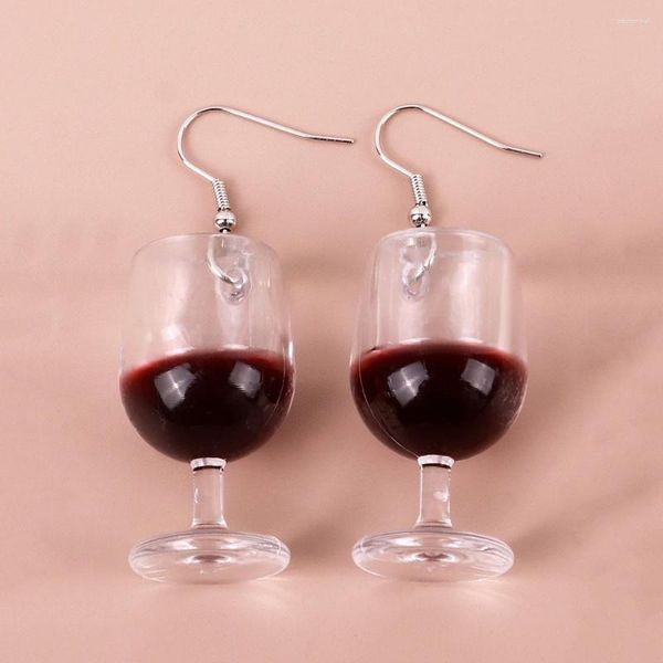 Серьги с болтами большие бокалы красного вина Акриловая серьга для женщин Смола 3D выпивки кубка капля бутылка Смешные творческие украшения подарки