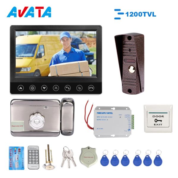 Дверные звонки Avata Video Intercom 1200TVL для домашней безопасности метал металл IP65 Rain Rain Rain Ir Дверной звонок и дисплей с функцией монитора разблокировки вызовов