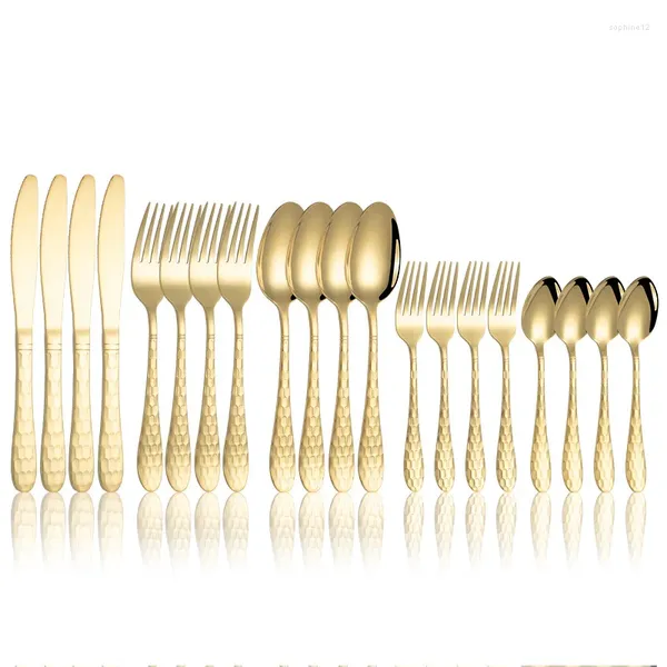 Set di stoviglie 410 posate in acciaio inossidabile set di serpenti cubo d'acqua bistecca oro oro