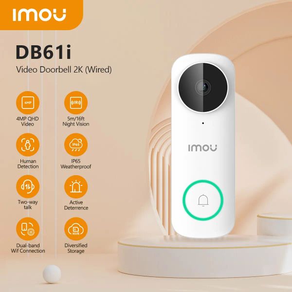 Campanello iMou corna db61i 2k 5g video smart home video sbirciali per la campana della porta della porta della macchina per la visione notturna ip65