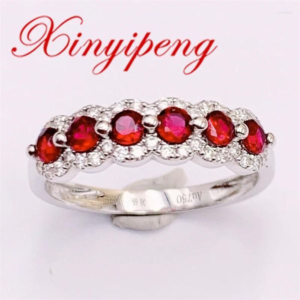 Clusterringe Xin Yipeng Feiner Edelsteinschmuck Real 18k Weißgold mit Diamant eingelegt