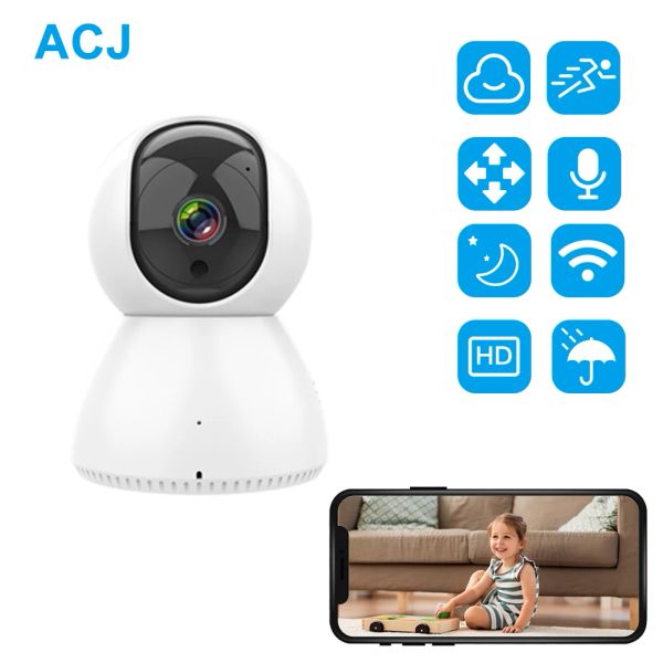 Monitors Smart Camera 1080p 360 Angle WiFi Night Vision Webcam Camera IP Telecamera Monitoraggio di sicurezza Baby Monitoraggio AI Tracciamento automatico per SmartLife App