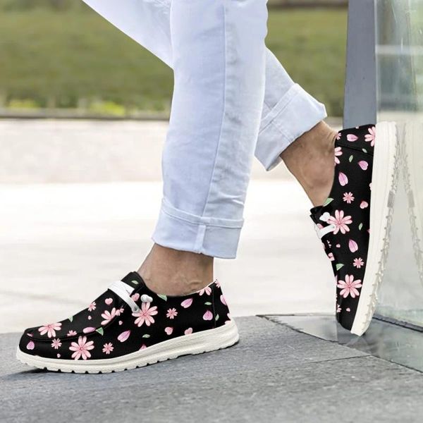 Lässige Schuhe Instantarts süße Blumen Drucke Leichte stilvolle runde Zehen Frühlings- und Sommerwohnungen auf männlichen Loafer Kleid Hochzeit rutschen