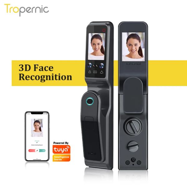 Blocca Wifi Tuya 3D Biometric Security Face Camera Smart Door Door Password Digital Chiave Electronic Card App App Sblocca blocchi di impronte digitali