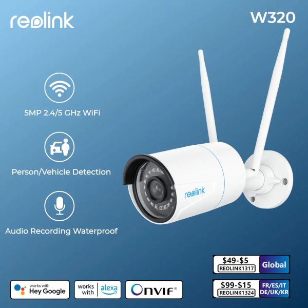 Câmeras Reolink 5MP WiFi IP Cam Onvif Visão noturna Detecção humana Câmera de segurança ao ar livre 2.4g/5 GHz Câmeras de vigilância sem fio 510wa