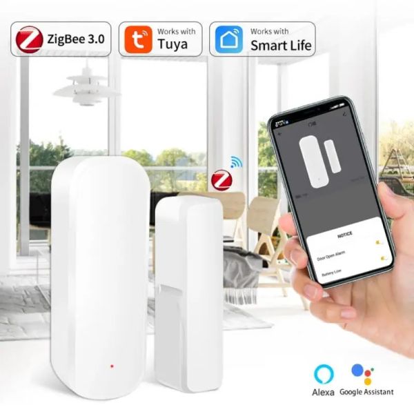 Detector Tuya Smart ZigBee Smart Window Porta Porta Detector Smart Home Security Alarm System Smart Life Tuya App Remote Control