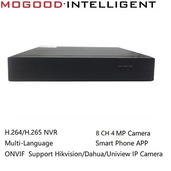 Kayıt cihazı Mogood çok dilli onvif nvr Hikvision Dahua ip kamera 8ch 4MP, 3MP, 1080p, 720p IP Kamera CCTV NVR Destek Akıllı Telefon Uygulaması