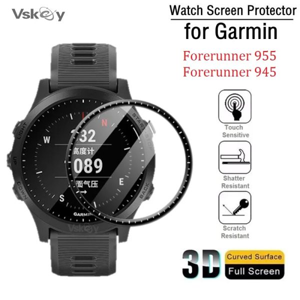 Relógios 100pcs 3D Protetor de tela macia curva para Garmin Forerunner 945 Smart Watch Filme de proteção de capa para Forerunner 955