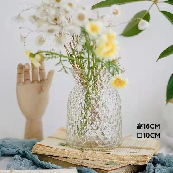 Vasos Vasos criativos e minimalistas transparentes vidro de vidro de boca grande com estilo inserido Flores frescas Lírias Rosas Sala de estar em casa dec