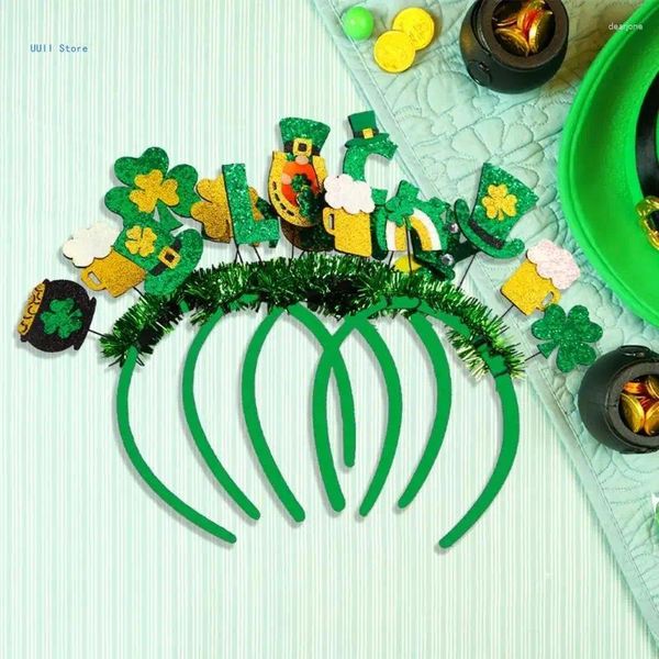 Party liefert erwachsenes irisches Haarband mit Pailletten Shamrock/Bowknot Glitter Pulver Patricks Tag Stirnband Carnival Hair Hoop