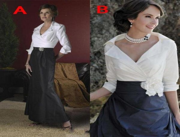 Elegante Mãe Black e Branca dos Vestidos da Noiva Mangas compridas comprimentos de vestido formal vestidos de noite Custom2180507