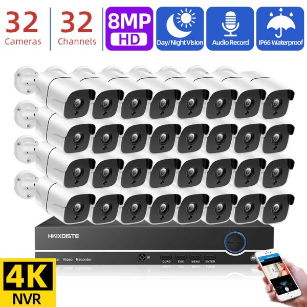 System 32ch 4K 8MP Überwachung POE -Kamera -System NVR mit IP -Dome -Kamera Outdoor Humanerkennung 16Channel NVR CCTV Kit Remote -Zugriff