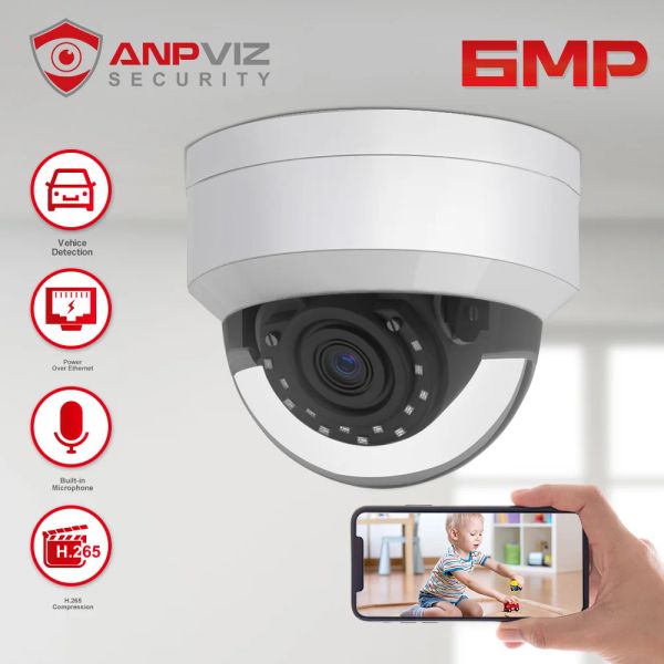 Telecamere Anpviz 6MP POE IP Sorveglianza Camera OUTDOOOR Sicurezza H.265 con veicolo Rilevamento umano CCTV Visualizza telecomando con telecamera CCTV