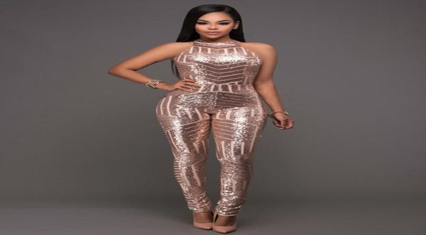 Mode neuer Champagner -Jumpsuit Black Slinky Metallic Glitter BodySuit Catsuit Disco Backless -Pailletten -Jumpsuits3700980