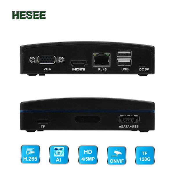Registratore Hesee Mini NVR 4CH 16CH 5MP IP CAMERA Video Registratore 8CH 4MP CCTV Network H.265 Cloud Esata HDD TF Scheda Registrazione Hisilicon Chip