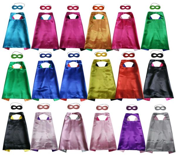 27 Zoll einfach Doppelschicht Superhelden -Cape mit Masken -Set 18 Farben Auswahl Superhelden Cosplay Cape Fancy Kleid für Geburtstag Weihnachten3052233
