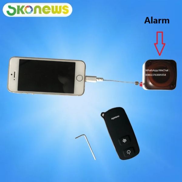 Sistema 10 PCs Phone Mobile Protect Security Alarme System Recoiler de caixa de tração retrátil com raios para iPhone anti -roubo