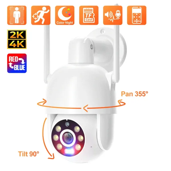 Telecamere Techage 4K HD PTZ WiFi IP Camera 8MP 4MP Tracciamento automatico TWOWAY Audio Wireless Security Camera Colore Vision Night Vision Rilevamento umano