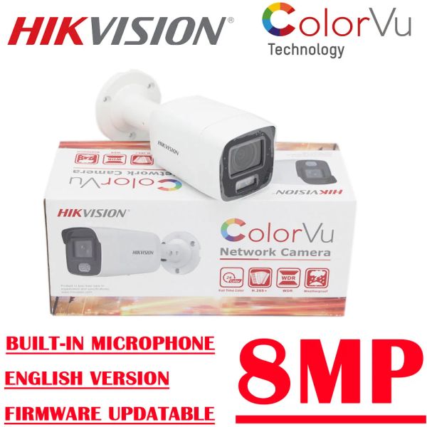 Камеры 8MP POE DS2CD2087G2LU HIKVISION CCTV IP -камера Ссылка Colorvu Полноцветный фиксированный пуля -сеть встроенный микрофон