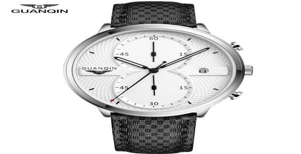 Guanqin Mens relógios Relógios Men da marca Top Brand Luxo Cronógrafo Male Esporte Esporte Couro Quartz Assista Big Dial Dial Masculino1091945