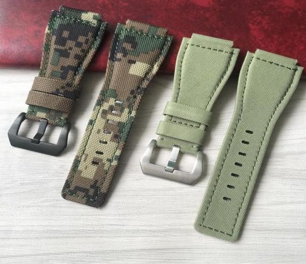 Watch Bands di alta qualità da 34 mm24 mm camo green nylon tela cinghia di cuoio per la serie di campane ross br01 br03 bracciale di orologeria be4554546