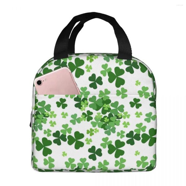 Dinnere Belle foglie verdi Pranzo Borsa isolata con compartimenti per la maniglia di tote riutilizzabile portatile per bambini picnic scuola