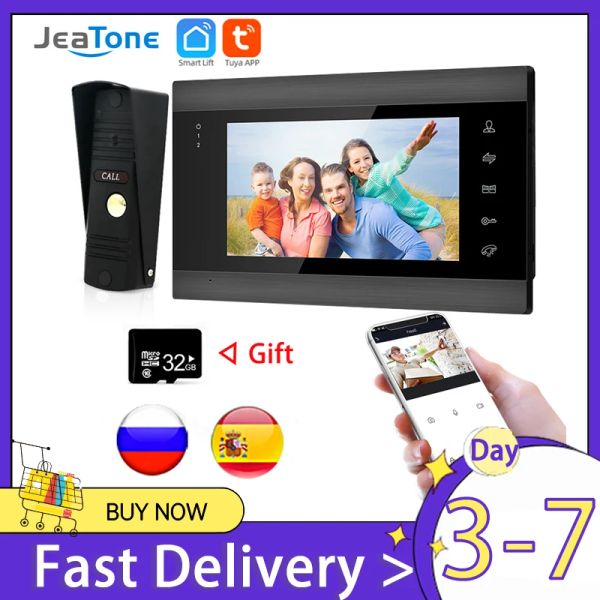 Intercom Jeatone 7 -дюймовый беспроводной Wi -Fi Video Intercom System с 720p водонепроницаемой двери камеры телефона, поддержка записи / снимка