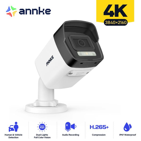 Kameralar Annke 4K IP Kamera Açık İç Mekan İç Mekan Hava Durumu Geçirmez Mermi 4K Video Gözetleme Kamera Ses Kayıt CCTV Kamera 8mp Poe Kamera