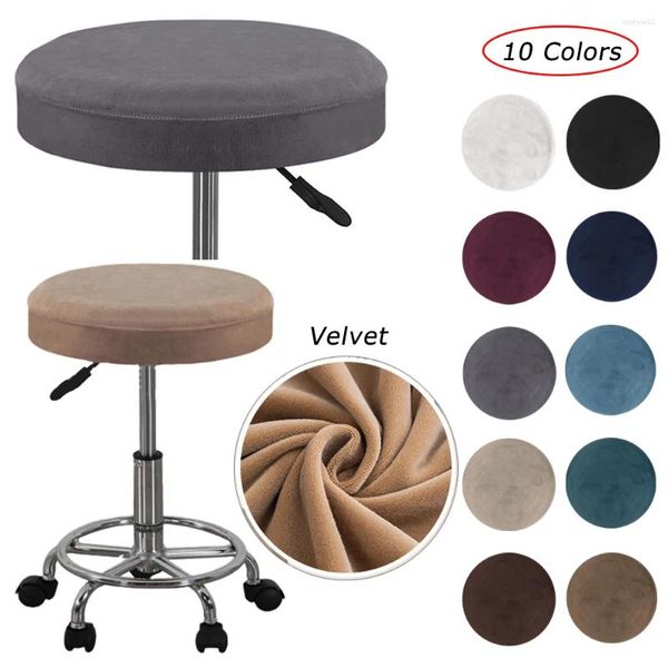 Sandalye evrensel dışkı kapağı slipcovers kadife çubuk yuvarlak kayma kasası yıkanabilir elastik modern düz renk döner