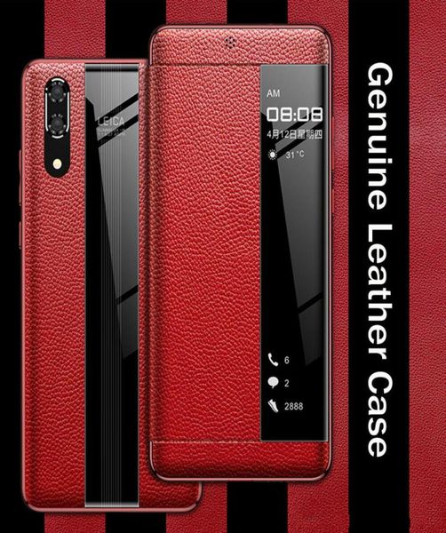 Роскошная подлинная кожаная кожаная чехла для Huawei Mate20 P20 P30 Pro Touch Protecter Cover Cople Case Smart View 360 Protective1511042