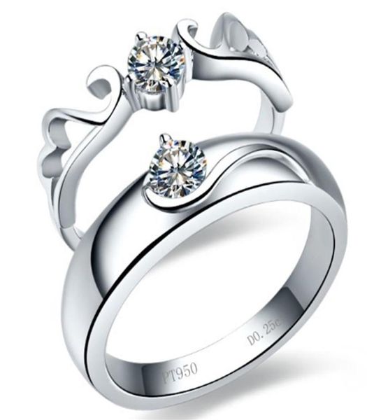 Ангел крыло Solid 18k 750 белого золота пара 025ct025ct Diamond Lover039s Свадебные кольца Его и ее любовное обещание Ring8877064