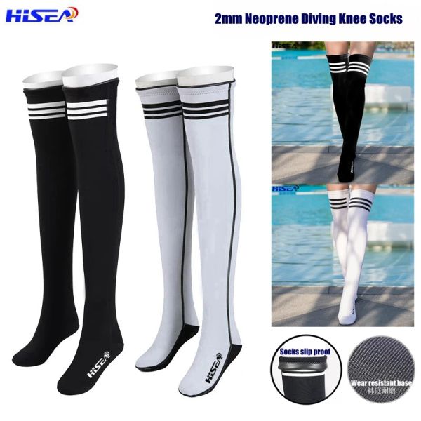 Accessori Hisea 2mm Neoprene Professional Stockings calzini immersioni Snorkeling calzini Non slip ginocchio Le scarpe da immersione ad alte immersioni proteggono le gambe e i piedi