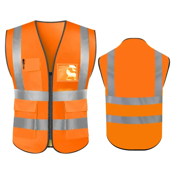 Roupas de segurança Colete de segurança Reflexivo Visibilidade Night Night Work Segurança sem mangas colete amarelo obras de trabalho com zíper para adultos adultos