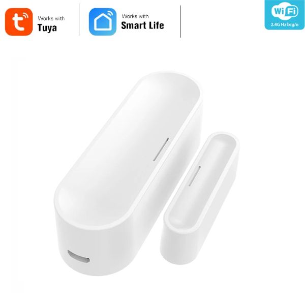 Detector Tuya Smart Door/Window Sensor Wi -Fi Sensor de contato Sistema de alarme doméstico inteligente USB ou bateria operada