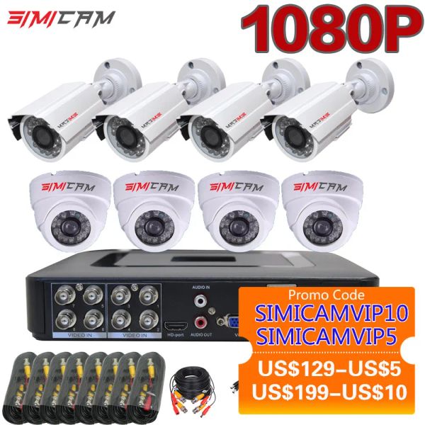 System 1080p Überwachungskamera System 8/4 Kanal DVR Recorder und 2/4/6/8pcs 1920 2MP AHD Outdoor Innenüberwachungswetterwetter -CCTV