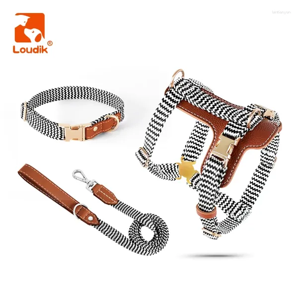 Ошейники для собак Loudik-Luxury Harness и поводки персонализированные маленькие средние средние большие домашние воротники переработка кожаная грудь оптом