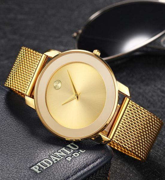 Missfox 40mm Women Watchs Minimalist Ultra Shin Mesh Watch Fashion Waterproof 18K Gold Ladies Girls 4147168