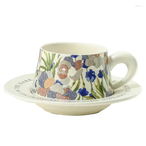 Tassen Garten Designer Zusammenarbeit Originaler Retro -Aquarell -Malerei Stil Mode Keramik Kaffee Tasse Teller Dim Sum