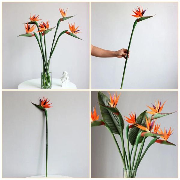 Dekorative Blumen Bird of Paradise Künstlich für Dekoration Home Simulationspflanze Mischung