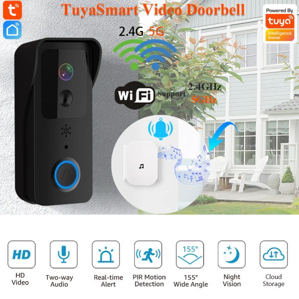 Bins Smart Wireless Video Doorbell Digital Visual Intecom Propertável Guarda Eletrônica 1080p Câmera de Segurança em casa 2.4g /5g WiFi