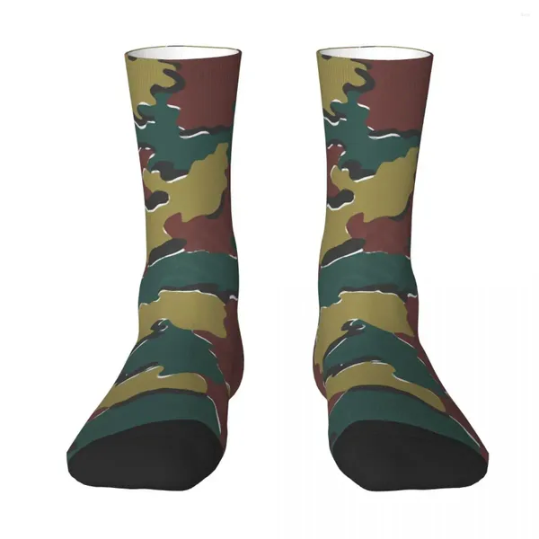 Meias masculinas Camuflagem Bélgica Retro Vintage Classic estilo masculino Mulheres meias de outono Harajuku