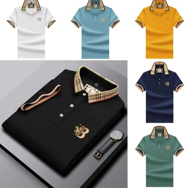 2024 Neues Sommer Pearl Silk Cotton Herren-Polo-Hemdbrief Stickerei Casual Business kurzärmeliges T-Shirt Top JFU668