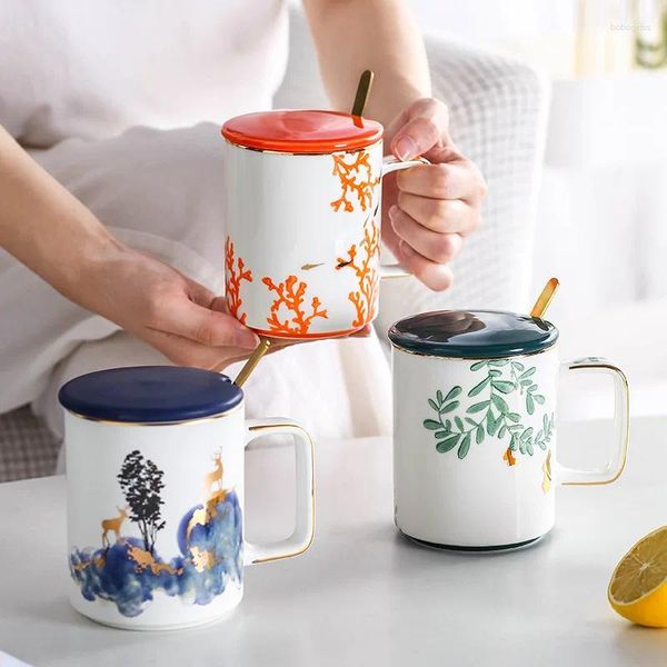 Кружки северный стиль в Instagram с крышкой кружки для кружки послеобеденный чай керамический кофейный молочный кубок фестиваль фестиваль подарочная коробка оптом