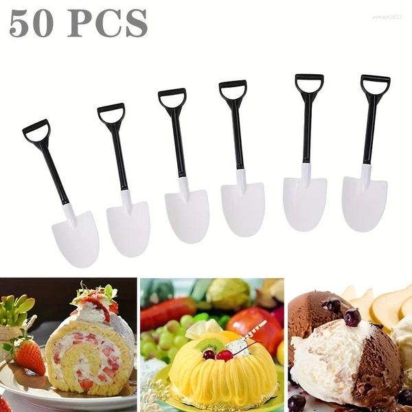 Geschirrsets 50pcs Dessert Löffel süße Mini Schaufel -Topf -Eiscreme Kuchen für Tee Kaffeelöffel Einweg -Partyzubehör