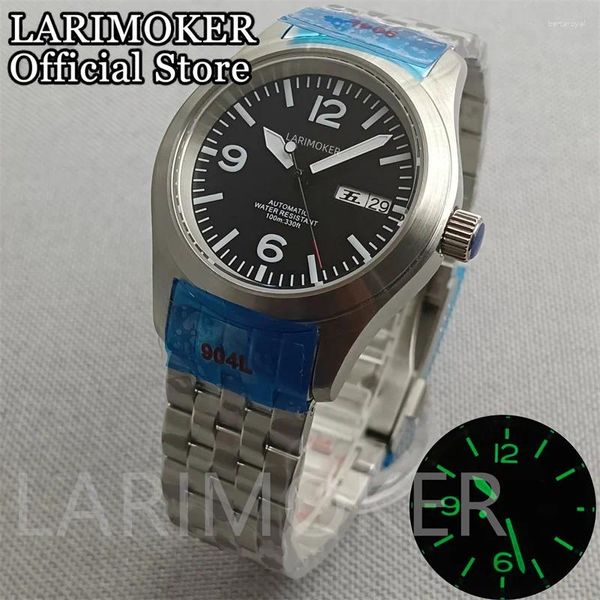 Нарученные часы Larimoker 36 мм39 мм Япония 24 Jewels NH35NH36 Автоматические мужские часовые винт -винт Crown Steel Steam Belt /Steel Steam