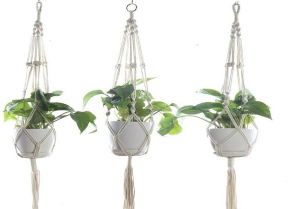 Macrame impianti per piante da esterno a parete interno piantatrice a sospensione cesto netto per vaso di fiori vintage novità decorazione per la casa 105cm7926434