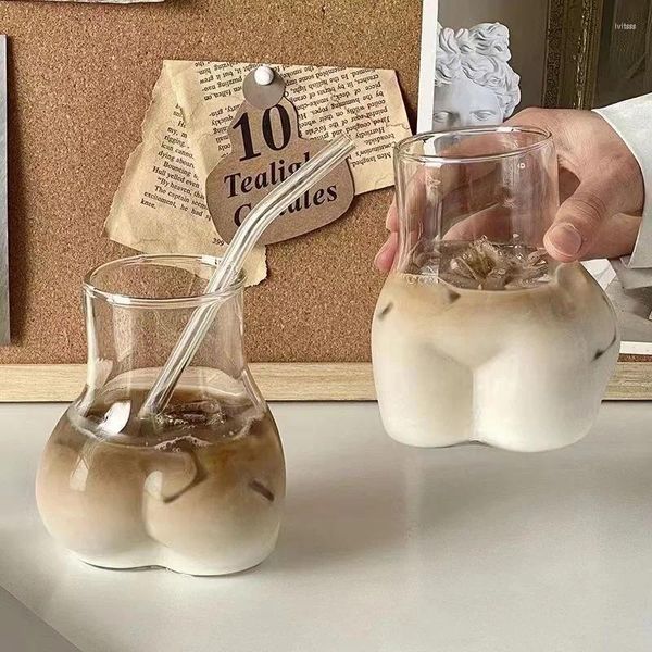 Şarap bardakları yaratıcı komik kalçalar şekil cam fincan suyu kahve sütü içme kupa ısıya dayanıklı ev su