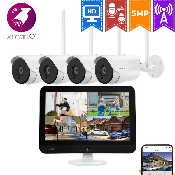 Sistema XMarto 5MP Sistema de câmera doméstica Smart sem fio CCTV Com 5MP 12.1 