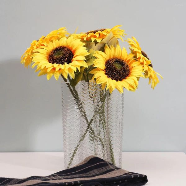 Fiori decorativi 10pcs seta di girasole finto nordico artificiale per decorazioni per bouquet per nozze fai -da -te feste soggiorno decorazioni per la casa